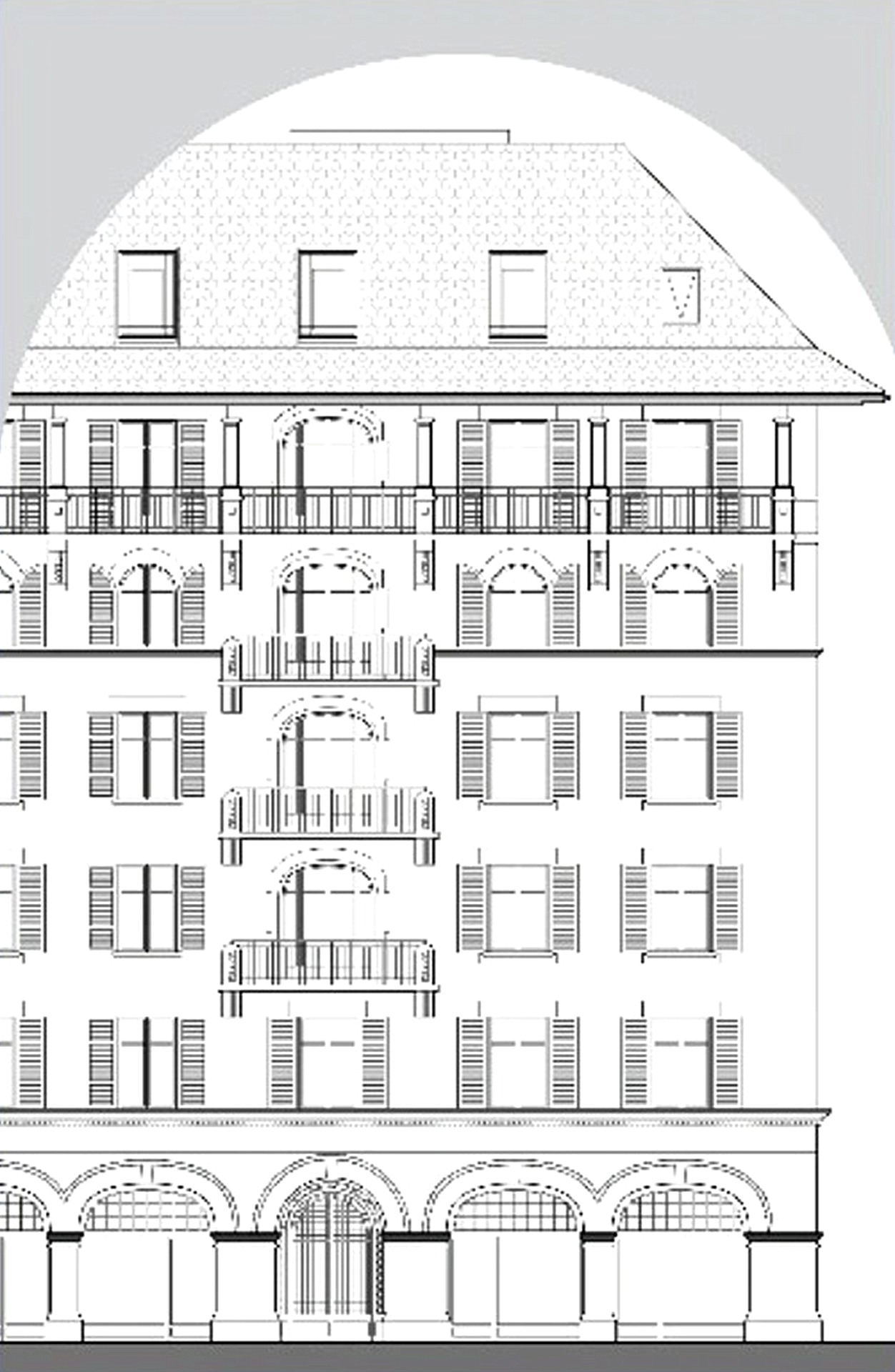 Dessin d’élévation de façade d’un immeuble genevois